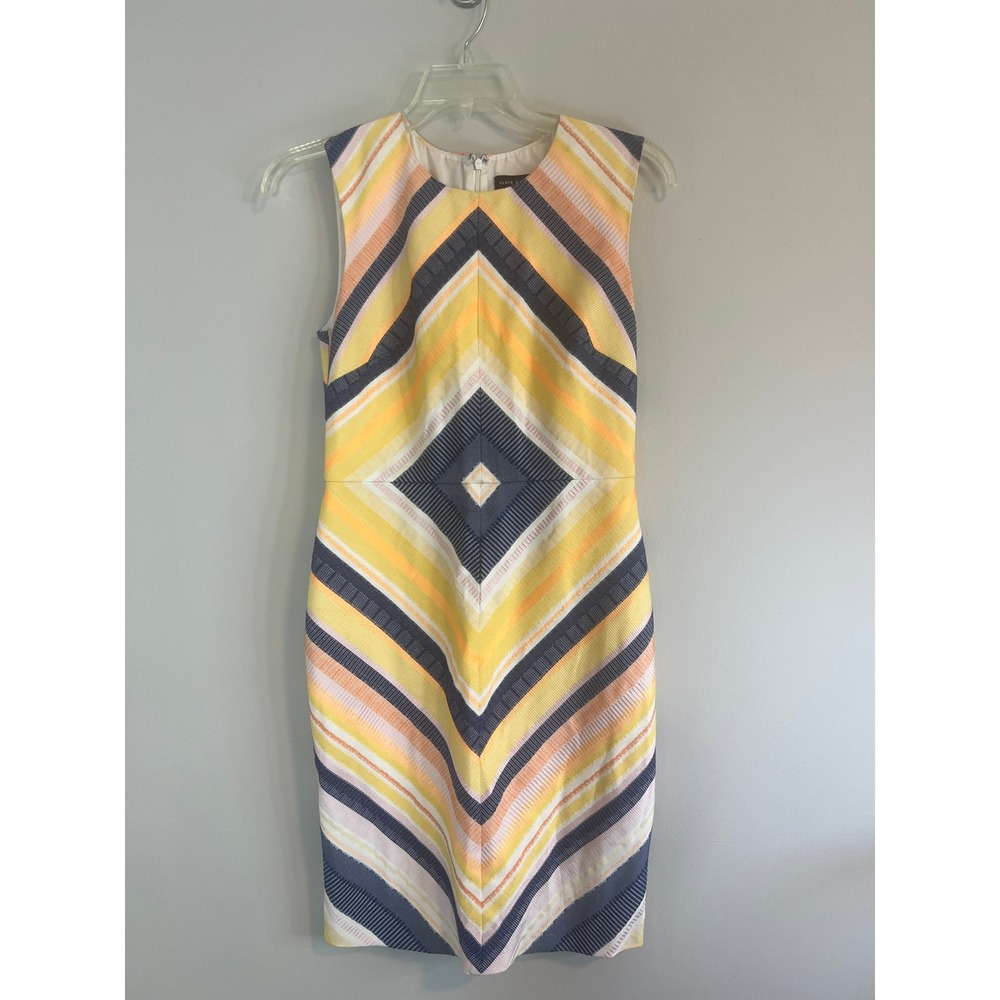 Slate & Willow Yellow Geometric Diamond‎ Sheath Dress Sleeveless Size 6 #1610